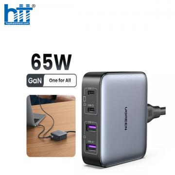 Ugreen 90747 65W Màu Trắng Bộ sạc nhanh gồm 2 cổng USB-C + USB-A chuẩn cắm EU cd327 20090747