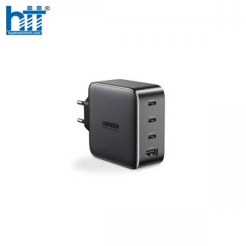 Ugreen 90575 100W Màu Đen Bộ sạc nhanh Nexode chip GaN gồm 3 cổng USB-C + USB-A kèm dây cáp USB-C dài 1.5M chuẩn cắm EU cd226 20090575