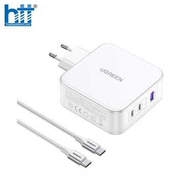 Củ sạc nhanh Nexode 140W GaN PD3.1, 2 USB Type-C và 1 USB Type-A Ugreen 15339 cao cấp (EU)