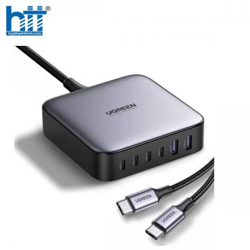 Củ sạc nhanh Nexode 200W GaN 6 cổng, USB Type-C x4, USB Type-A x2 Ugreen 40913 chính hãng