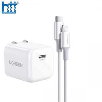 Củ sạc nhanh 20W chuẩn USB Type C, kèm dây cáp C to Lightning 1,5m Ugreen 30313
