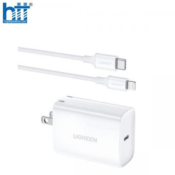 Bộ củ sạc nhanh 20W kèm cáp Type-C to Lightning dài 1M Ugreen 70293 cao cấp (US)