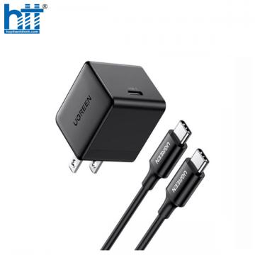 Ugreen 50576 25W Us cáp 2M Bộ sạc nhanh kèm cáp sạc 2 đầu Type C chân cắm tròn CD250 20050576