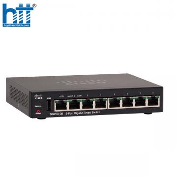 Switch Cisco SG250-08-K9-EU (Gigabit (1000Mbps)/ 8 Cổng/ Smart Switch/ Vỏ Thép)