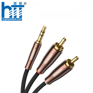 Ugreen 80849 5M Màu Đen Đầu cáp Màu Nâu Cáp chuyển đổi âm thanh 3.5mm sang 2 cổng RCA AV170 20080849