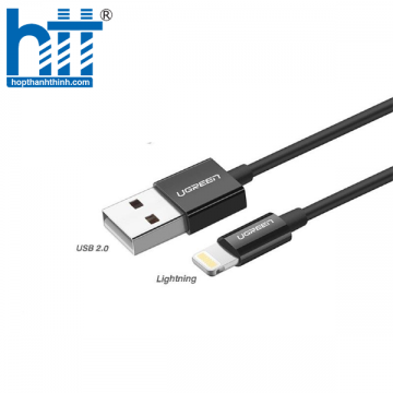 Ugreen 80823 2M Black Lightning To USB 2.0 Cáp đực US155 10080823