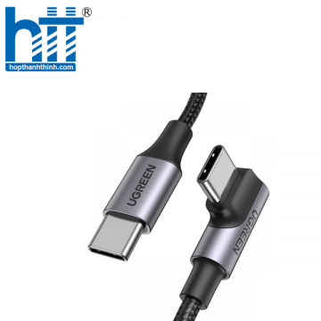 Ugreen 70643 1M 100w 90 độ màu đen USB loại C 2.0 sang USB góc loại C MM Cáp Vỏ nhôm bện US334 10070643