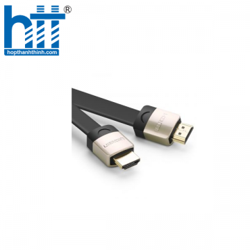 Ugreen 10259 1M màu Đen Cáp tín hiệu HDMI chuẩn 2.0 cáp dẹt đầu bọc hợp kim HD123 20010259