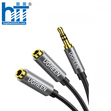 Ugreen 10532 25CM Màu Đen 3.5mm cáp chia âm thanh 1 ra 2 AV123 20010532