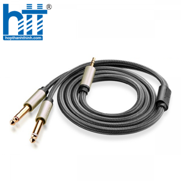Ugreen 10613 1M màu xám cáp 3.5mm TRS ra 2 cổng 6.35mm TS AV126 20010613