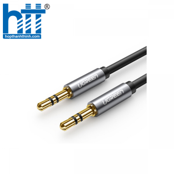 Ugreen 10735 2M màu Đen Cáp âm thanh 2 đầu 3.5mm dương dây tròn TPE cao cấp AV119 20010735
