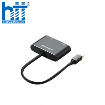 Ugreen 20422 Màu Đen Bộ chuyển đổi Mini DP sang HDMI + VGA vỏ nhôm MD115 20020422