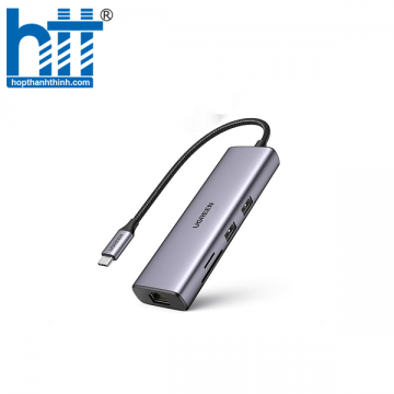 Ugreen 20954 4k 60hz 6 trong 1 gigabits Type C sang 2×USB 3.0 + HDMI + RJ45 10/100/1000Mbps + SD/TF Bộ chuyển đổi CM512 20020954