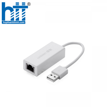 Ugreen 20255 15CM màu Trắng Cáp chuyển đổi USB 3.0 sang cổng LAN RJ45 tốc độ 1000Mbps vỏ nhựa CR111 20020255