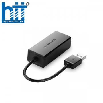 Ugreen 20256 15CM màu Đen Cáp chuyển đổi USB 3.0 sang cổng LAN RJ45 tốc độ 1000Mbps vỏ nhựa CR111 20020256