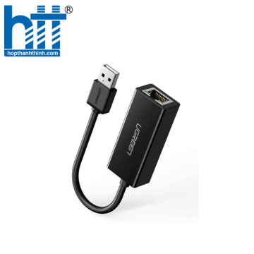 Ugreen 20256 15CM màu Đen Cáp chuyển đổi USB 3.0 sang cổng LAN RJ45 tốc độ 1000Mbps vỏ nhựa CR111 20020256