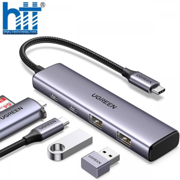 Bộ chuyển Ugreen 15395 USB-C sang USB-A 3.0*2+USB-C 3.0*2 4K60Hz