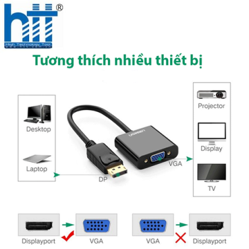 Ugreen 20415 Màu Đen Cáp chuyển đổi DisplayPort sang VGA Full HD cao cấp DP109 20020415