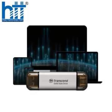 Ổ cứng di động SSD Transcend ESD310C 1Tb USB-A & USB-C Màu bạc