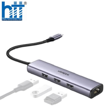 Hub chia USB Type-C to 3 cổng USB 3.0 Type-A kèm Lan Gigabit Ugreen 60600