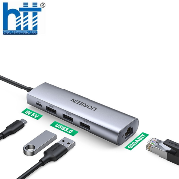 Bộ chia USB 3.0 ra 3 cổng USB 3.0 + Lan Gigabit 1000Mbps Ugreen 60812