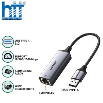 Cáp USB 3.0 to Lan 10/100/1000Mbps Gigabit Ethernet Ugreen 50922