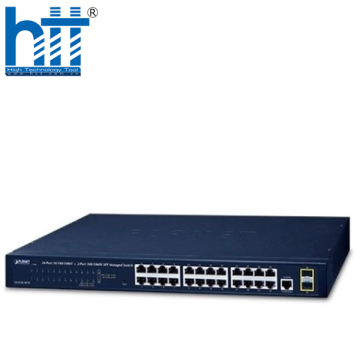 Switch PLANET GS-4210-24T2S Managed, 24 cổng 10/100/1000BASE-T + 2 cổng 100/1000BASE-X SFP