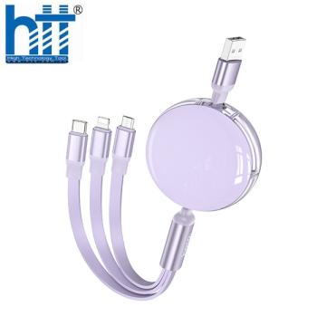 Cáp Sạc Hoco X78 3in1 USB (Màu Tím)