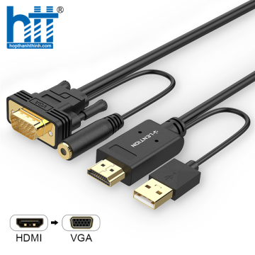 Cáp chuyển đổi HDMI sang VGA (2M)audio 3.5mm Lention HpVa-P1-2M