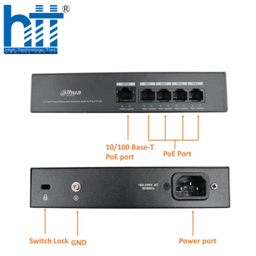 Switch POE 2 lớp 4 cổng DAHUA DH-PFS3005-4ET-36