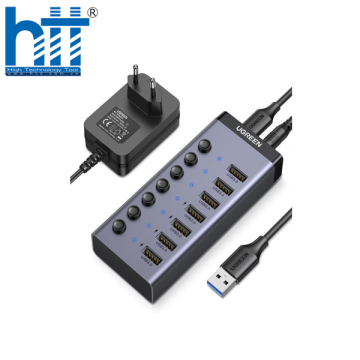 Bộ HUB chia 7 cổng USB 3.0 5Gbps vỏ nhôm, công tắc Ugreen 90305 