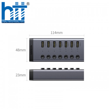 Bộ HUB chia 7 cổng USB 3.0 5Gbps vỏ nhôm, công tắc Ugreen 90305 