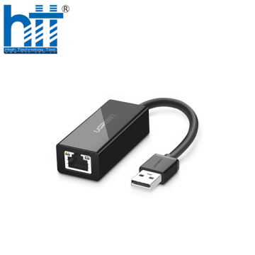 Ugreen 20254 10CM màu Đen Cáp chuyển đổi USB 2.0 sang cổng LAN RJ45 tốc độ 100Mbps vỏ nhựa CR110 20020254