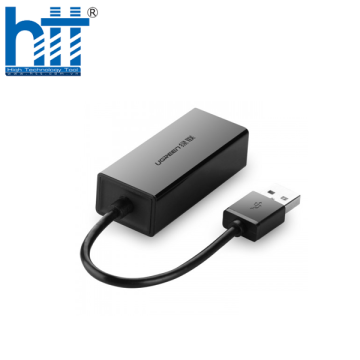 Ugreen 20254 10CM màu Đen Cáp chuyển đổi USB 2.0 sang cổng LAN RJ45 tốc độ 100Mbps vỏ nhựa CR110 20020254