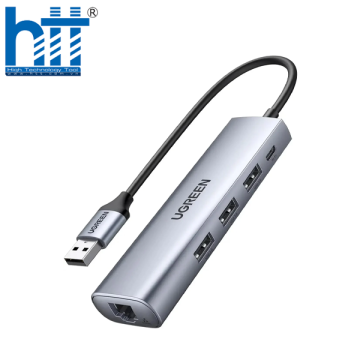 Ugreen 20900 Màu Xám Bộ chuyển USB 2.0 sang 3 cổng USB 2.0 + Lan rj45 10/100 CM475 20020900