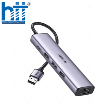 Ugreen 20900 Màu Xám Bộ chuyển USB 2.0 sang 3 cổng USB 2.0 + Lan rj45 10/100 CM475 20020900