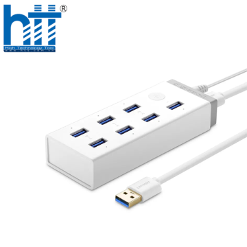 Ugreen 20296 Màu Trắng Bộ chia HUB USB 3.0 sang 7 USB 3.0 hỗ trợ nguồn 12V CR116 20020296