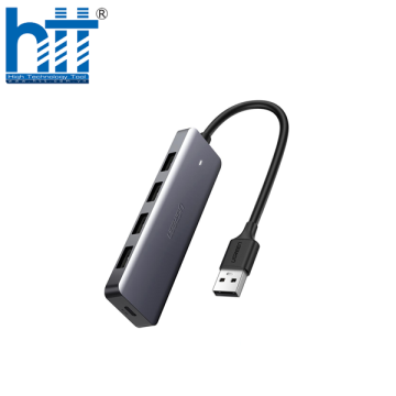 Ugreen 50985 15CM Màu đen Bộ chia USB 3.0 ra 4 cổng hỗ trợ nguồn phụ Micro USB CR219 20050985