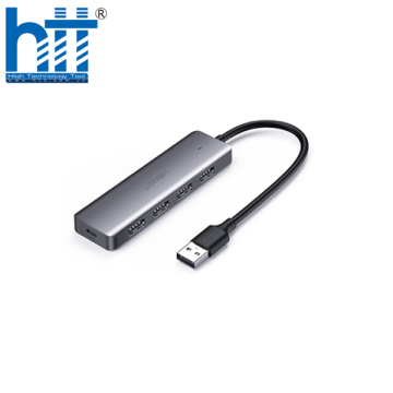 Ugreen 50985 15CM Màu đen Bộ chia USB 3.0 ra 4 cổng hỗ trợ nguồn phụ Micro USB CR219 20050985