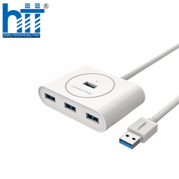 Ugreen 20282 50CM màu Trắng Bộ chia HUB USB 3.0 sang 4 USB 3.0 hỗ trợ nguồn 5V CR113 20020282