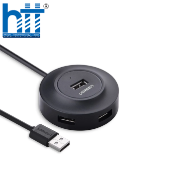 Ugreen 50261 25CM Màu Đen Bộ chia Hub USB 2.0 sang 4 cổng USB 2.0 hổ trợ cổng nguồn Micro USB CR106 20050261