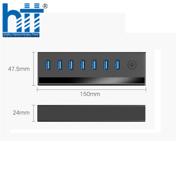 Ugreen 30845 Màu Đen Bộ chia HUB USB 3.0 sang 7 USB 3.0 hỗ trợ nguồn cao cấp US219 20030845
