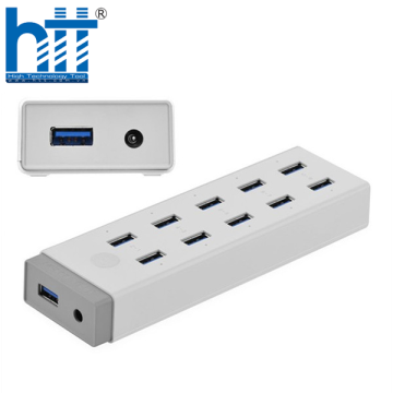 Ugreen 20297 Màu Trắng Bộ chia HUB USB 3.0 sang 10 USB 3.0 hỗ trợ nguồn 12V CR117 20020297