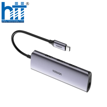 Bộ chuyển đổi USB Type C sang 3 cổng USB 3.0 và Giga Lan hỗ trợ nguồn micro usb Ugreen 60718