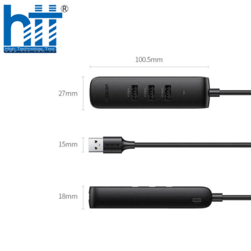 Hub chia USB 2.0 ra 3 cổng USB 2.0 + Lan 100Mbps Ugreen 20984 (hỗ trợ nguồn USB Type-C)