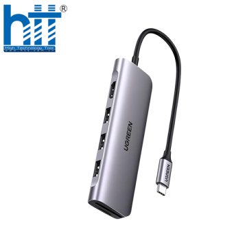 Thiết bị mở rộng 6 in1 USB type-C to HDMI/ Hub USB 3.0/ SD/TF chính hãng Ugreen 60383