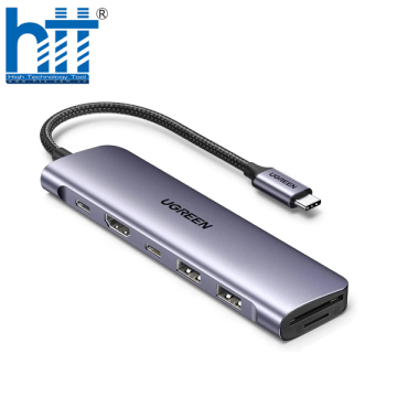 Bộ chuyển Type C to HDMI 4k@30Hz + 2 x USB 3.0 + USB-C + SD&TF + PD Ugreen 15214