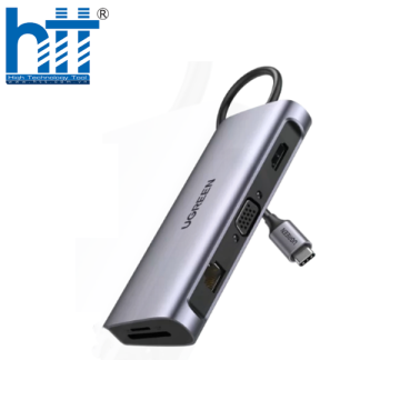 Bộ chuyển đổi USB C to HDMI + VGA + LAN 1Gbps + Hub USB3.0 + SD/TF + Audio Ugreen 80133