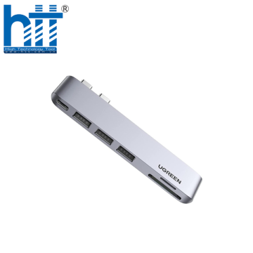 Hub Type C cho MacBook 2 cổng USB-C ra 3 cổng USB3.0-A+SD+TF+PD Ugreen 60560