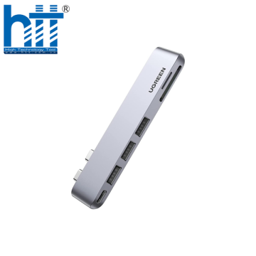 Hub Type C cho MacBook 2 cổng USB-C ra 3 cổng USB3.0-A+SD+TF+PD Ugreen 60560